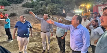 Manisa'da Başkan Dutlulu yangın bölgesinde saha çalışmalarını inceledi
